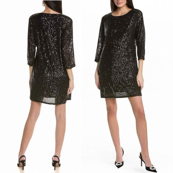 Vince Camuto Black Sequin Long Sleeve Dress - Picture 14 of 14